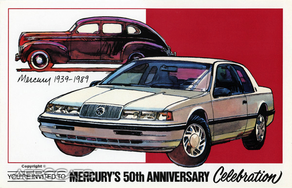 1989 Mercury 50th Postcard